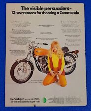 1971 NORTON COMMANDO 750cc MOTORCYCLE ORIGINAL COLOR PRINT AD (LOT ORANGE S10) picture