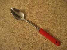 Vintage Androck Stainless Solid Serving Spoon W Red/Gold Swirl Bakelite Handle picture