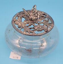 ThriftCHI ~ Potpourri Clear Glass Jar w Metzke Pewter Butterfly Handle Lid picture