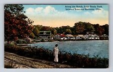 Ravenna OH-Ohio, Lake Brady Park along the Beach, Antique Vintage Postcard picture