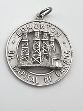 Sterling Silver Vintage Edmonton Oil Capital Of Canada Pendant Charm 1”in 5.1g picture