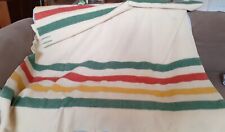 Vtg HORNER WOOLEN Mills 4 POINT Wool Blanket Multi Stripe Cabin Rustic 78