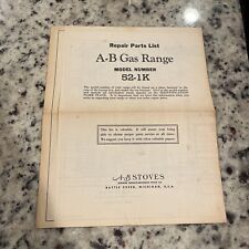 A-B Stoves Gas Range 52-1K Repair Parts List Schematic Diagram 1950 Detroit picture