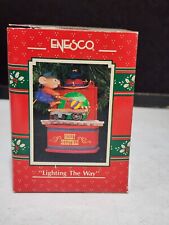 1991 Enesco Treasury Ornament Lighting the Way Railroad Mouse Handcar Train picture