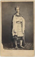 Actor Wearing King Costume Crown Cape Performer 1860s CDV Carte de Visite X617 picture