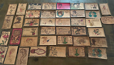 BIG ~ESTATE LOT of 40 EARLY 1900’S  CIRCULATED ANTIQUE ~LEATHER POSTCARDS~h702 picture