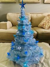 Ceramic Christmas Tree Blue , With Butterflies  picture