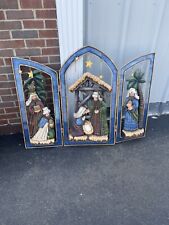 1990s TII Collections C8346 Nativity 3 Panel Section 3D Fireplace Style Screen picture