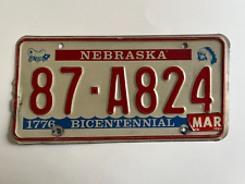 1984 Nebraska License Plate Year Sticker on 1976 Bicentennial Base County 87 picture
