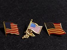 Lot Of 3 Vtg American Flag Pins USA Pin back Angel picture