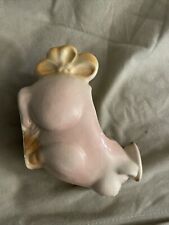 Vintage Spaulding China Ceramic Pig Creamer All Pink with Hat and Bow Handle picture