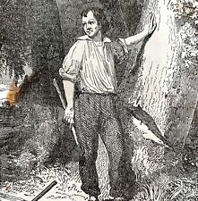 American Backwoodsman 1845 Woodcut Print Victorian Revolution DWY9C picture