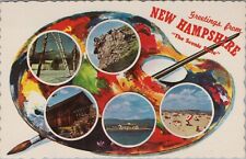 c1960s Greetings From New Hampshire artist palette 5 scenic views postcard C954 picture