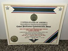 CUBAN PACIFICATION (ARMY) COMMEMORATIVE MEDAL CERTIFICATE ~ W/PRINTING TYPE-1 picture