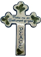 Louisville Stoneware Hanging Wall Cross Make Me An Instrument Of Your Peace 12.5 picture