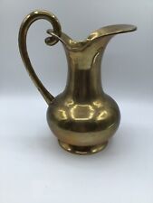 Vintage Gold Tone Brass Pitcher Carafe with Decorative Handle 8