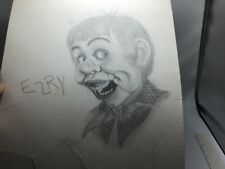 original drawing Ventriloquist Dummy Doll SIGNED 1983 EZRY Brain Hamilton 20x15