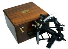 Nautical Brass Black Tamaya Sextant With Wooden Box Fully Working Navigation picture