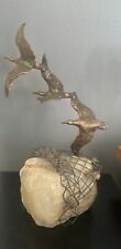Vintage  Handmade SCULPTURE by CURTIS JERE -3 Seagulls in flight on quartz base picture