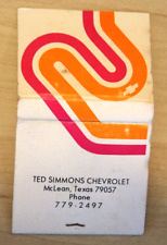 vintage ted simmons chevrolet mclean texas match book  picture