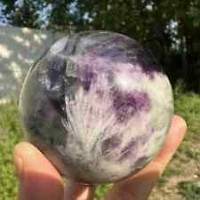 500g Natural Feather Fluorite Quartz Sphere Energy Crystal Ball Reiki Gem Decor  picture