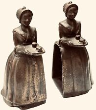 Antique Walter Baker Cast Iron Baker's Chocolate Lady Bookends Figurines  picture