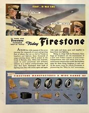 Magazine Print Ad Vintage 1942 WWII Firestone Tires Military Products Shipping picture
