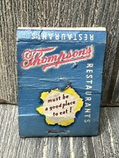  Vintage Thompson's Restaurants  Matchbook Advertisement picture