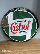 Rare vintage WAKEFIELD CASTROL MOTOR OILS advertising enamel sign of 50's. picture