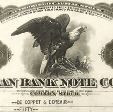 Vintage 1920s - 1930s American Bank Note Company Stock Certificate, Green picture
