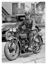 OLDTIME COP RIDING ON INDIAN MOTORCYCLE LOS ANGELES POLICE OFFICER 5X7 PHOTO picture