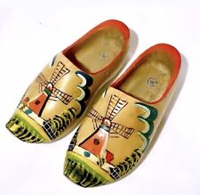 XL Vintage Dutch Wooden Clogs | Hand-Painted, Made in Holland, Windmill 15” picture