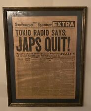 San Francisco Examiner Tokio Radio Says JAPS QUIT  August 14, 1945 V-J Day WWII picture