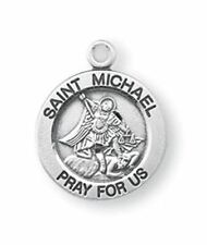 HMH Sterling Silver Small Petite Round Saint St Michael Medal Pendant, 11/16 Inc picture
