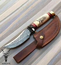 Damascus steel knife scrimshaw camel Bone handle ‘100% handmade picture