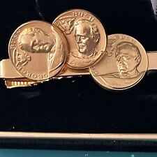 1988 President George Bush Tie Clip & Cuff links  Set 24k Gold Plated picture