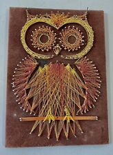 Vintage 70s Owl Boho String Art Mid Century Hippie Wall Decor 5x7 Handcrafted picture