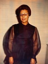 1Z Photograph Pretty Older Woman Portrait Polaroid 1960-70's Cat Eye Glasses picture