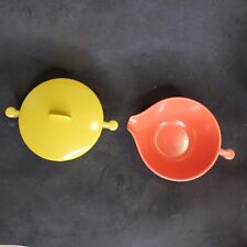 Vintage Spaulding Ware 1970s Melamine Melmac Red Yellow Cream and Sugar Chicago picture