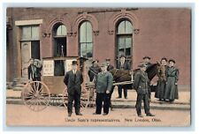 1908 Uncle Sam's Representatives Horse Carriage New London Ohio OH Postcard picture
