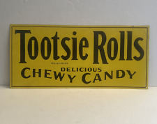 Vintage Tootsie Rolls Chewy Candy Embossed Tin Litho Advertising Sign 20x9 USA picture