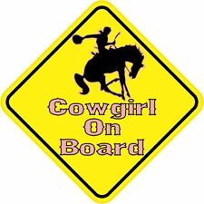 5in x 5in Pink Cowgirl On Board Magnet Car Truck Vehicle Magnetic Sign picture