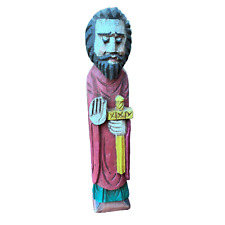 Beautiful Antique Wooden Statue of Saint Matthias with Sword - Unique Gift picture