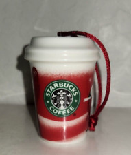 2010 Starbucks Coffee Red Hot Cup Christmas Ornament Holiday Ceramic 2.5