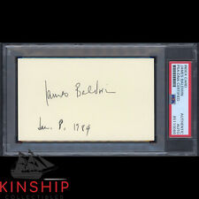 James Baldwin signed Index Card PSA DNA Slab Inscribed Auto Civil Rights C2434 picture