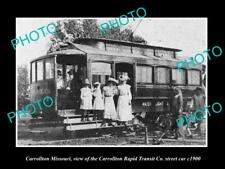 OLD 8x6 HISTORIC PHOTO OF CARROLLTON MISSOURI RAPID TANSIT STREET CAR c1900 picture