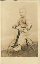 c1920 RPPC Postcard; Blonde Toddler Boy on Early Tricycle, Unknown US, Unposted picture
