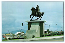 c1950's Don J M Morelos Y Pavon Statue Agua Caliente Race Track Mexico Postcard picture