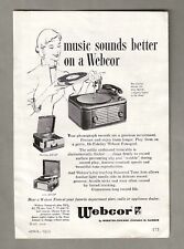 Vintage 1953 Webcor Fonograf Magazine Advertisement, Phonograph Record Player picture