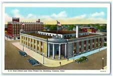 c1920 US Post office & Ohio Power Co. Building Classic Car Canton Ohio Postcard picture